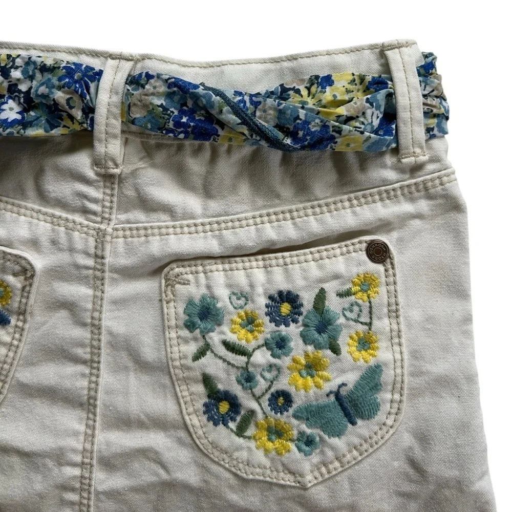 Y2K Vintage Oshkosh Bigosh Off White Sash Tie Jean Skort Size Girls 5